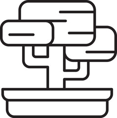 Bonsai tree in a pot illustration line icon