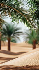 Fototapeta premium A gentle breeze sculpts ivory sand dunes into intricate, flowing patterns, creating a mesmerizing landscape of delicate undulations. The tranquil beauty evokes a sense of serenity, harmony, and nature
