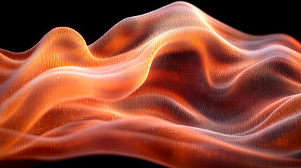 Obraz premium Abstract orange fabric waves on black background