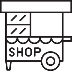 Cartoon style shop cart illustration line icon