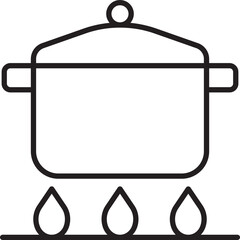 Cooking pot icon on a stove line icon