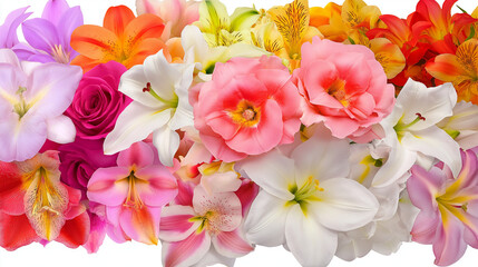 Bunte Blumenkomposition mit verschiedenen Farben für Dekorationszwecke

