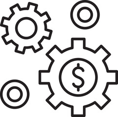 Gears with dollar sign concept illustration line icon