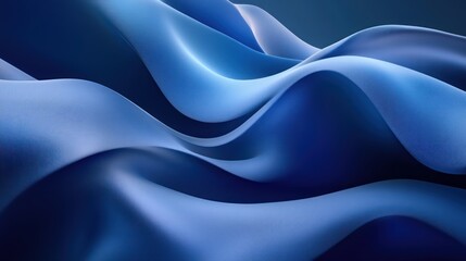 Obraz premium Abstract blue fabric waves, flowing elegant silky textile texture background.