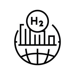 hydrogen economy black line icon for digital and print projects.  Minimal clean icons for apps and websites.