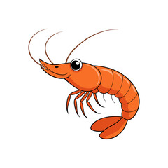 shrimp vector cartoon illustration on white background, shrimp logo icon vector  