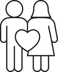Couple with heart symbol illustration line icon