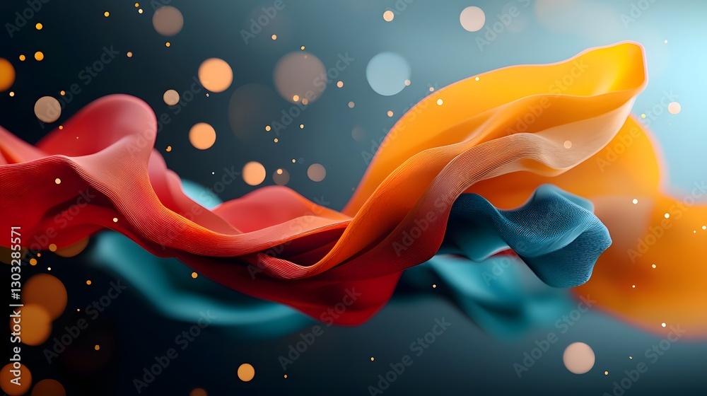Poster an abstract digital background featuring intricately flowing data streams and geometric shapes compo