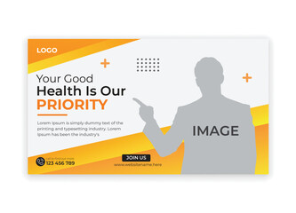 our health is our priority banner. Medical healthcare web banner template