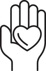 Obraz premium Hand holding a heart symbol line icon