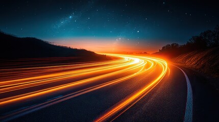 light trails on the road