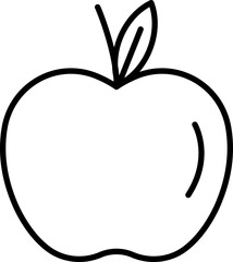 Outline of an apple with a leaf line icon