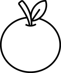 Orange fruit illustration with a leaf. line icon