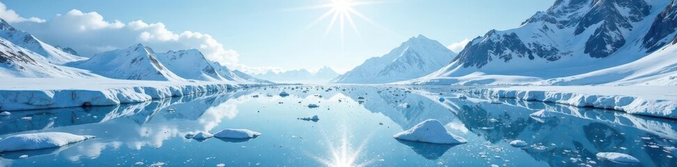 Obraz premium Glacial expanse shimmering with diamond particles, sparkle, winter wonderland, frosty landscape