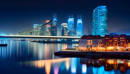 Obraz premium Futuristic cityscape at night