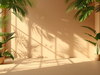 Fototapeta premium room with plants and reflections from the sun outside