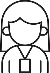 Vector illustration of a woman with ID badge line icon