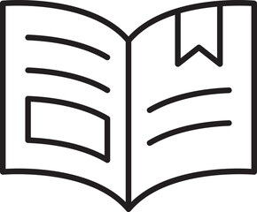 Open book illustration with bookmark. line icon