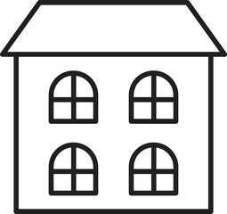 Simple house illustration with windows line icon
