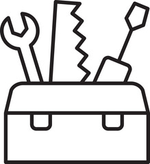 Toolbox with various tools inside line icon