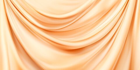 Soft beige silk fabric with elegant folds. Smooth and luxurious textile background.
