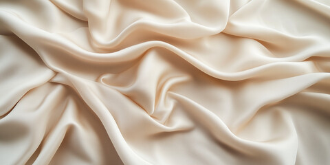 Obraz premium Soft beige silk fabric with elegant folds. Smooth and luxurious textile background.