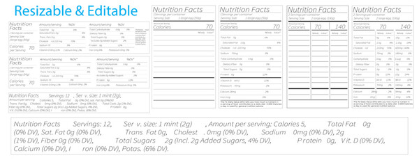 Nutrition Facts Label design template. Vector serving, fat Food information with daily value. Flat illustration isolated on transparent background. Nutrition Facts American Standard