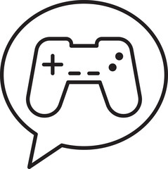 Game controller in a speech bubble line icon
