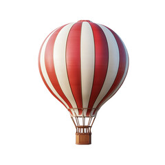 Obraz premium Vibrant 3D Hot Air Balloon with Red and White Stripes Transparent PNG,