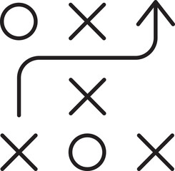 Strategy play diagram with symbols line icon
