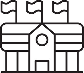 Stadium with flags illustration line icon