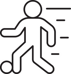 Running soccer player illustration line icon