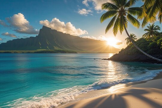 Sunshine Over Tranquil Blue Ocean in Vava'u, Tonga