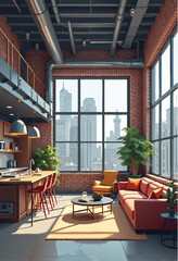 Sunlit Industrial Living Space
