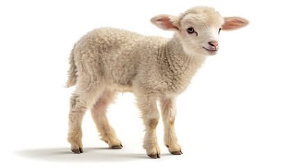 Fototapeta premium Adorable Baby Lamb: Cute, Fluffy Farm Animal in White Wool