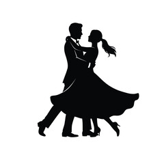 silhouettes of dancing couple