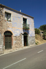 Ruins of the abandoned ghost town Gairo Vecchio, Sardinia, Italy. Ogliastra. Sardegna. Italia