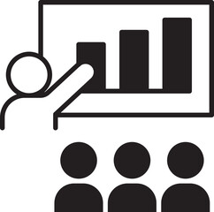 Presentation with audience and chart display icon