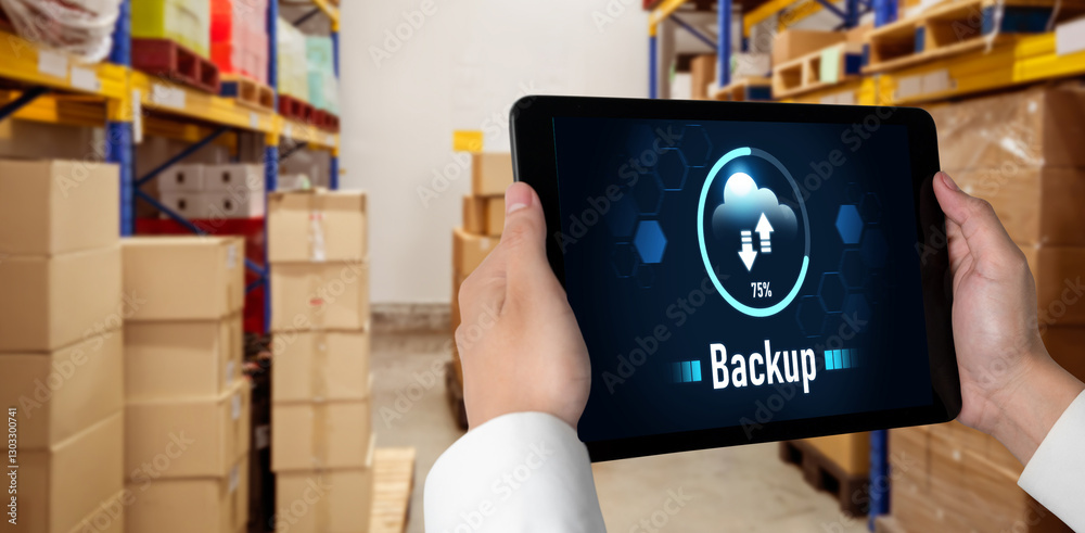 Poster backup storage data internet technology business concept. database storage cloud technology file dat