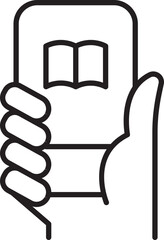 Digital book in hand icon illustration line icon