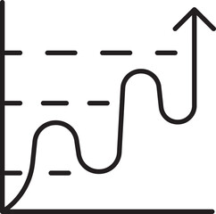 Growth trend line on a graph line icon