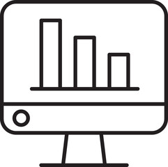 Bar chart on computer screen illustration line icon