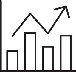 Graph showing upward trend in statistics. line icon
