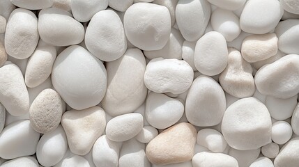 Seamless texture of white small pebbles against a clean background creating a tranquil and minimalistic aesthetic in high resolution