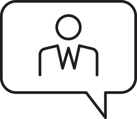Icon of a person in a speech bubble line icon