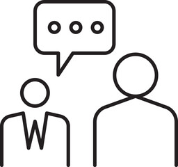 Two people in a conversation bubble line icon