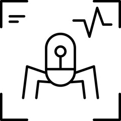 Robot insect illustration with heartbeat line line icon
