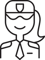 Police officer illustration with a smile. line icon