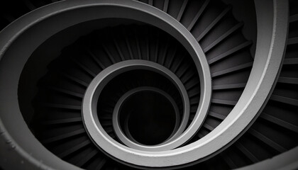 Fototapeta premium Elegant spiral staircase with dramatic shadows, architectural depth