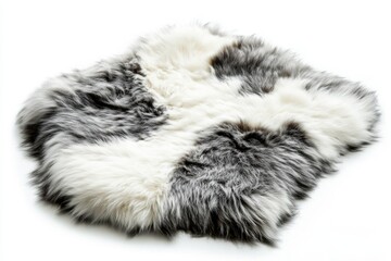Obraz premium White and Gray Faux Fur Rug Against White Background